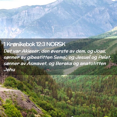 Picture 02 - 1 Krønikebok 12:3 NORSK - Det var Akieser, den øverste av dem, og Joas, - Bible Verse Picture