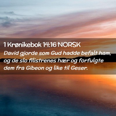 Picture 02 - 1 Krønikebok 14:16 NORSK - David gjorde som Gud hadde befalt ham, og de slo - Bible Verse Picture