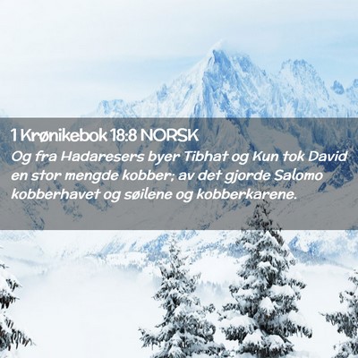 Picture 02 - 1 Krønikebok 18:8 NORSK - Og fra Hadaresers byer Tibhat og Kun tok David en - Bible Verse Picture
