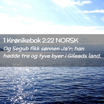 Picture 02 - 1 Krønikebok 2:22 NORSK - Og Segub fikk sønnen Ja'r; han hadde tre og tyve - Bible Verse Picture