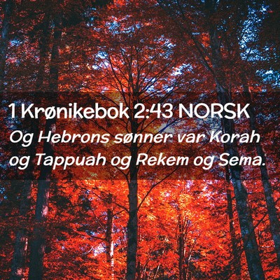 Picture 02 - 1 Krønikebok 2:43 NORSK - Og Hebrons sønner var Korah og Tappuah og Rekem - Bible Verse Picture