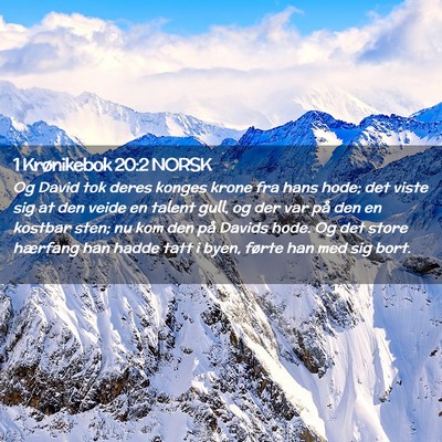 Picture 02 - 1 Krønikebok 20:2 NORSK - Og David tok deres konges krone fra hans hode; - Bible Verse Picture