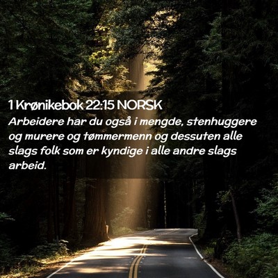 Picture 02 - 1 Krønikebok 22:15 NORSK - Arbeidere har du også i mengde, stenhuggere og - Bible Verse Picture
