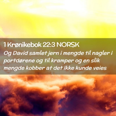 Picture 02 - 1 Krønikebok 22:3 NORSK - Og David samlet jern i mengde til nagler i - Bible Verse Picture