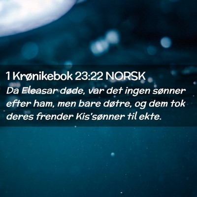 Picture 02 - 1 Krønikebok 23:22 NORSK - Da Eleasar døde, var det ingen sønner efter - Bible Verse Picture