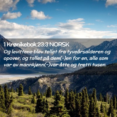Picture 02 - 1 Krønikebok 23:3 NORSK - Og levittene blev tellet fra tyveårsalderen og - Bible Verse Picture
