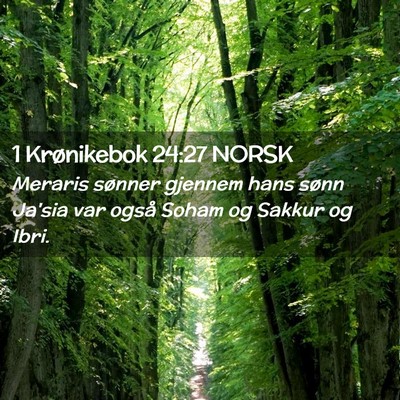 Picture 02 - 1 Krønikebok 24:27 NORSK - Meraris sønner gjennem hans sønn Ja'sia var - Bible Verse Picture