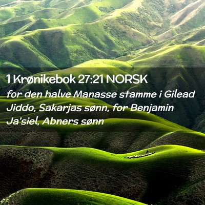 Picture 02 - 1 Krønikebok 27:21 NORSK - for den halve Manasse stamme i Gilead Jiddo, - Bible Verse Picture