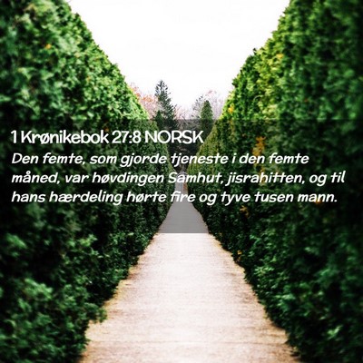 Picture 02 - 1 Krønikebok 27:8 NORSK - Den femte, som gjorde tjeneste i den femte - Bible Verse Picture