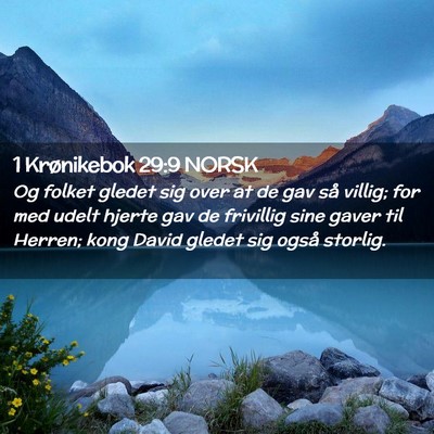 Picture 02 - 1 Krønikebok 29:9 NORSK - Og folket gledet sig over at de gav så villig; - Bible Verse Picture