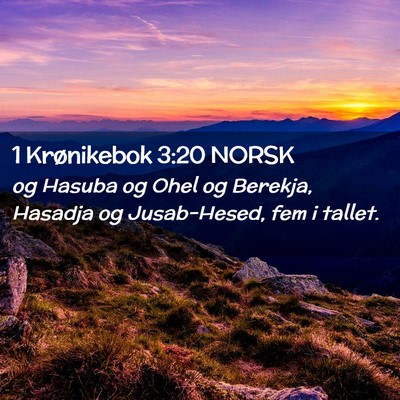 Picture 02 - 1 Krønikebok 3:20 NORSK - og Hasuba og Ohel og Berekja, Hasadja og - Bible Verse Picture