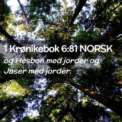 Picture 02 - 1 Krønikebok 6:81 NORSK - og Hesbon med jorder og Jaser med - Bible Verse Picture