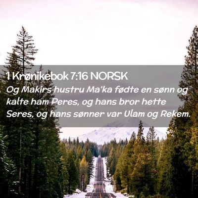 Picture 02 - 1 Krønikebok 7:16 NORSK - Og Makirs hustru Ma'ka fødte en sønn og kalte - Bible Verse Picture
