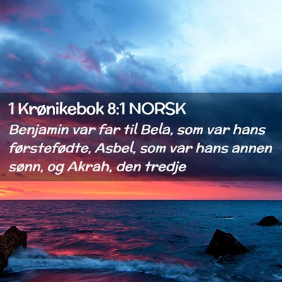 Picture 02 - 1 Krønikebok 8:1 NORSK - Benjamin var far til Bela, som var hans - Bible Verse Picture