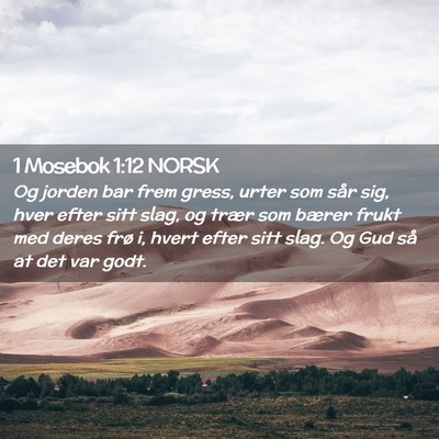 Picture 02 - 1 Mosebok 1:12 NORSK - Og jorden bar frem gress, urter som sår sig, - Bible Verse Picture