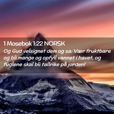Picture 02 - 1 Mosebok 1:22 NORSK - Og Gud velsignet dem og sa: Vær fruktbare og bli - Bible Verse Picture