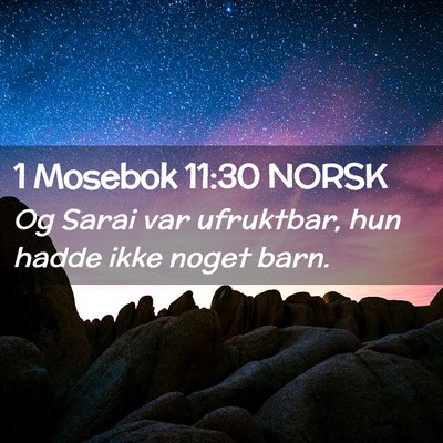 Picture 02 - 1 Mosebok 11:30 NORSK - Og Sarai var ufruktbar, hun hadde ikke noget - Bible Verse Picture