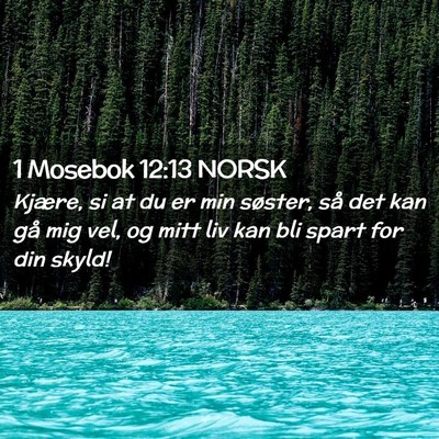 Picture 02 - 1 Mosebok 12:13 NORSK - Kjære, si at du er min søster, så det kan gå - Bible Verse Picture