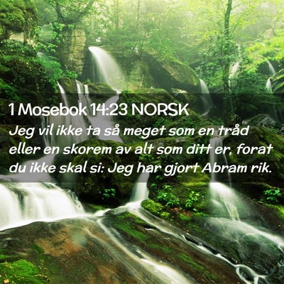Picture 02 - 1 Mosebok 14:23 NORSK - Jeg vil ikke ta så meget som en tråd eller en - Bible Verse Picture