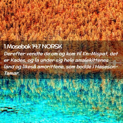 Picture 02 - 1 Mosebok 14:7 NORSK - Derefter vendte de om og kom til En-Mispat, det - Bible Verse Picture
