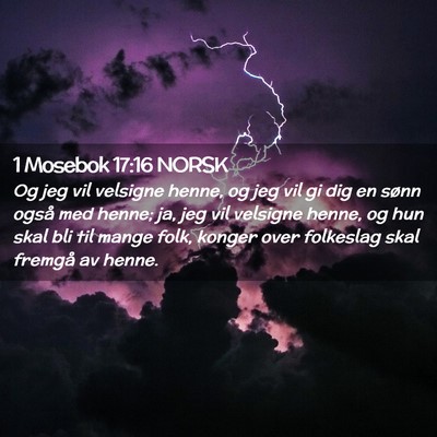 Picture 02 - 1 Mosebok 17:16 NORSK - Og jeg vil velsigne henne, og jeg vil gi dig en - Bible Verse Picture