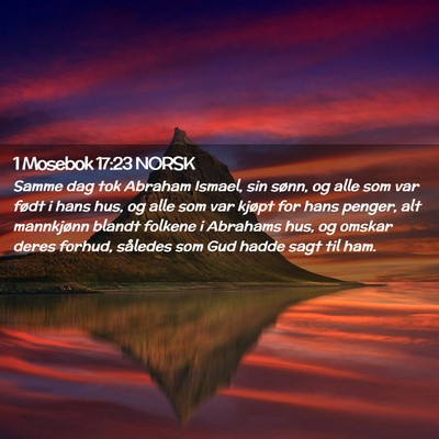 Picture 02 - 1 Mosebok 17:23 NORSK - Samme dag tok Abraham Ismael, sin sønn, og alle - Bible Verse Picture