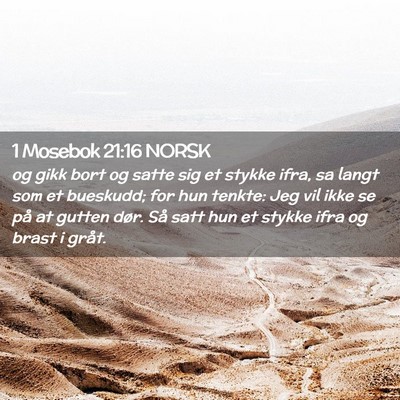 Picture 02 - 1 Mosebok 21:16 NORSK - og gikk bort og satte sig et stykke ifra, sa - Bible Verse Picture