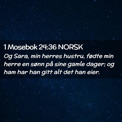 Picture 02 - 1 Mosebok 24:36 NORSK - Og Sara, min herres hustru, fødte min herre en - Bible Verse Picture