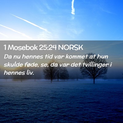 Picture 02 - 1 Mosebok 25:24 NORSK - Da nu hennes tid var kommet at hun skulde føde, - Bible Verse Picture