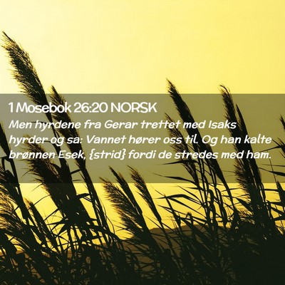 Picture 02 - 1 Mosebok 26:20 NORSK - Men hyrdene fra Gerar trettet med Isaks hyrder og - Bible Verse Picture