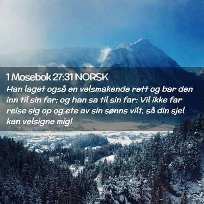 Picture 02 - 1 Mosebok 27:31 NORSK - Han laget også en velsmakende rett og bar den - Bible Verse Picture