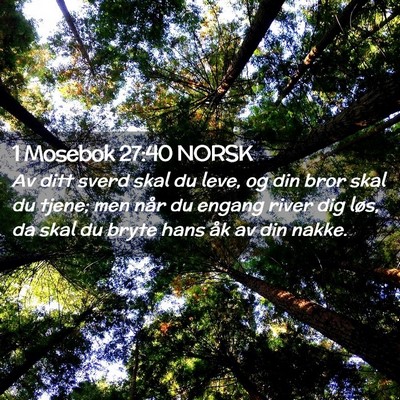 Picture 02 - 1 Mosebok 27:40 NORSK - Av ditt sverd skal du leve, og din bror skal du - Bible Verse Picture