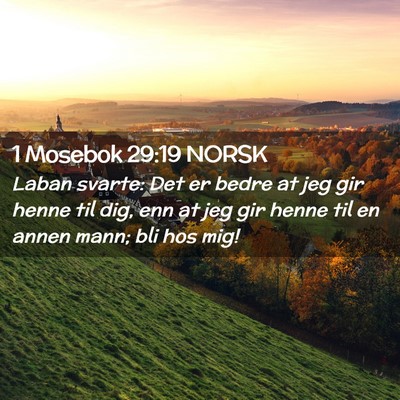 Picture 02 - 1 Mosebok 29:19 NORSK - Laban svarte: Det er bedre at jeg gir henne til - Bible Verse Picture
