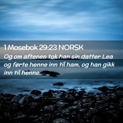 Picture 02 - 1 Mosebok 29:23 NORSK - Og om aftenen tok han sin datter Lea og førte - Bible Verse Picture