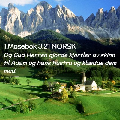 Picture 02 - 1 Mosebok 3:21 NORSK - Og Gud Herren gjorde kjortler av skinn til Adam - Bible Verse Picture