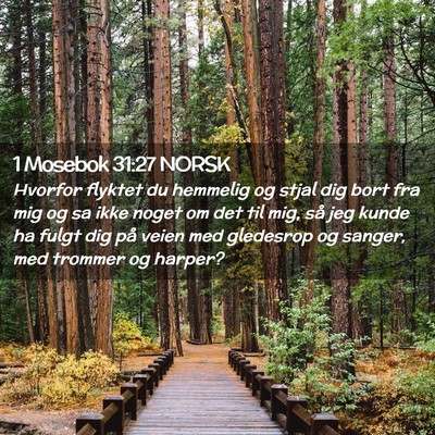Picture 02 - 1 Mosebok 31:27 NORSK - Hvorfor flyktet du hemmelig og stjal dig bort fra - Bible Verse Picture