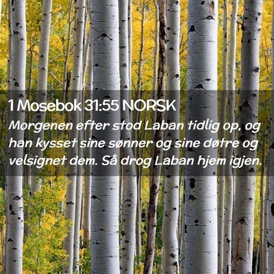 Picture 02 - 1 Mosebok 31:55 NORSK - Morgenen efter stod Laban tidlig op, og han - Bible Verse Picture
