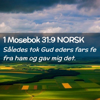 Picture 02 - 1 Mosebok 31:9 NORSK - Således tok Gud eders fars fe fra ham og gav mig - Bible Verse Picture