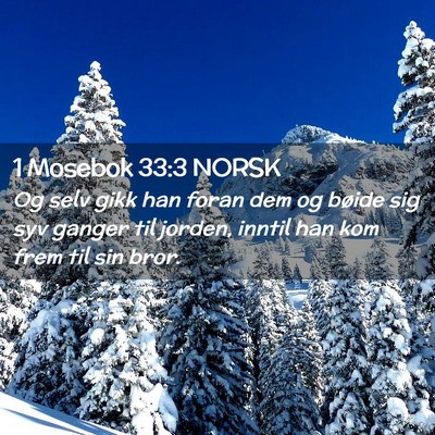 Picture 02 - 1 Mosebok 33:3 NORSK - Og selv gikk han foran dem og bøide sig syv - Bible Verse Picture