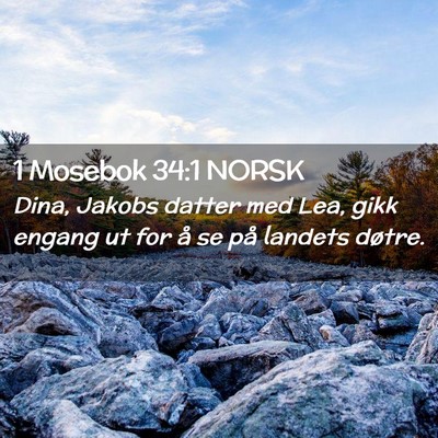 Picture 02 - 1 Mosebok 34:1 NORSK - Dina, Jakobs datter med Lea, gikk engang ut for - Bible Verse Picture