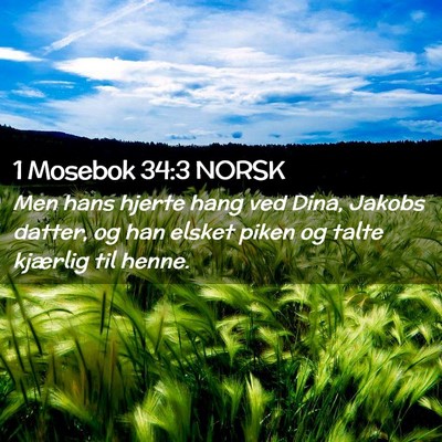 Picture 02 - 1 Mosebok 34:3 NORSK - Men hans hjerte hang ved Dina, Jakobs datter, og - Bible Verse Picture
