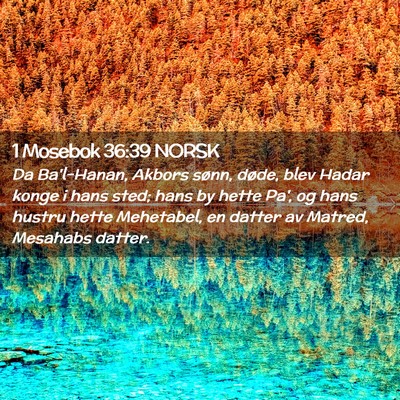 Picture 02 - 1 Mosebok 36:39 NORSK - Da Ba'l-Hanan, Akbors sønn, døde, blev Hadar - Bible Verse Picture