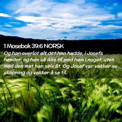 Picture 02 - 1 Mosebok 39:6 NORSK - Og han overlot alt det han hadde, i Josefs - Bible Verse Picture
