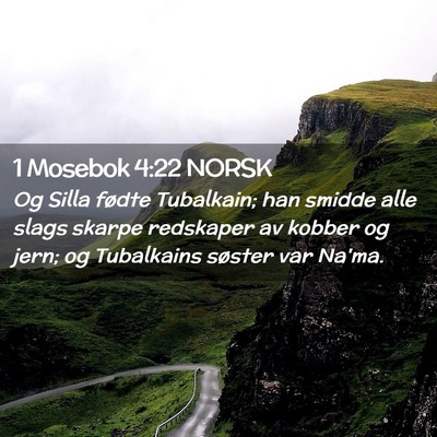 Picture 02 - 1 Mosebok 4:22 NORSK - Og Silla fødte Tubalkain; han smidde alle slags - Bible Verse Picture