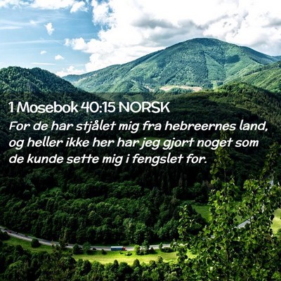 Picture 02 - 1 Mosebok 40:15 NORSK - For de har stjålet mig fra hebreernes land, og - Bible Verse Picture