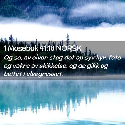Picture 02 - 1 Mosebok 41:18 NORSK - Og se, av elven steg det op syv kyr, fete og - Bible Verse Picture
