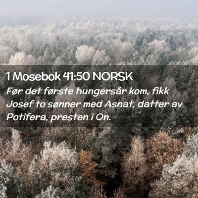 Picture 02 - 1 Mosebok 41:50 NORSK - Før det første hungersår kom, fikk Josef to - Bible Verse Picture