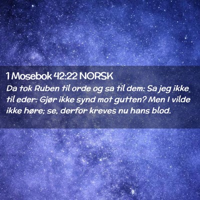 Picture 02 - 1 Mosebok 42:22 NORSK - Da tok Ruben til orde og sa til dem: Sa jeg ikke - Bible Verse Picture