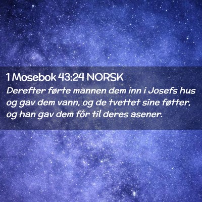 Picture 02 - 1 Mosebok 43:24 NORSK - Derefter førte mannen dem inn i Josefs hus og - Bible Verse Picture