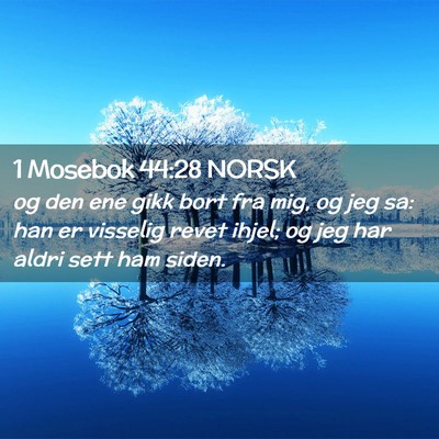 Picture 02 - 1 Mosebok 44:28 NORSK - og den ene gikk bort fra mig, og jeg sa: han er - Bible Verse Picture